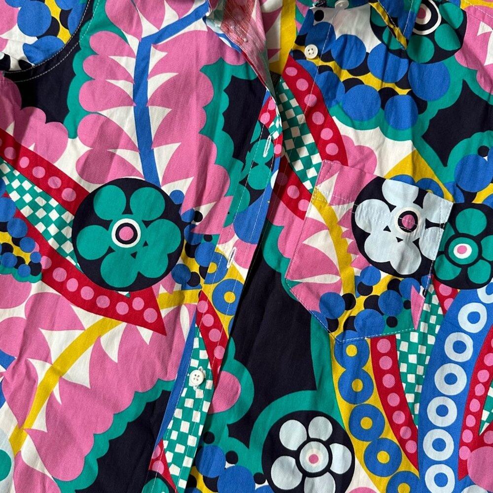 Women's J Crew Ratti Kaleidoscope Long Sleeve Button Down Sz 0 - Picture 8 of 11
